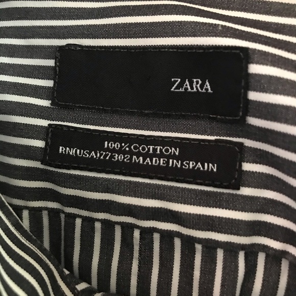 Zara Basic Stripe Slim Fit Long Sleeve Button - Picture 8 of 9
